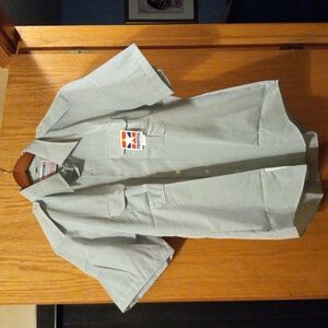 Mens propper shirt short sleeve sz 17.5 green button down 32 long 22 armpit